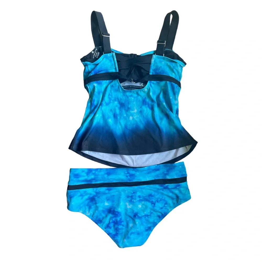Athleta Blue Bali Pura tie dye blue tankini top &‎ Bali Dolphin Swim Bottoms SET - Picture 15 of 16